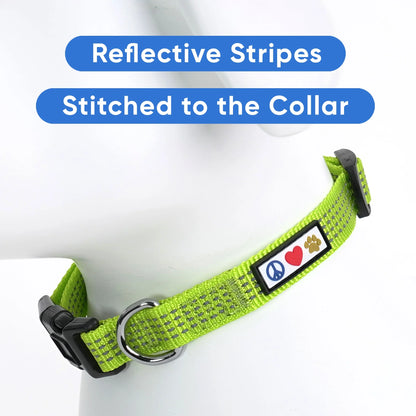 Reflective Dog Collar Adjustable for Extra Small Dogs - Green Collar