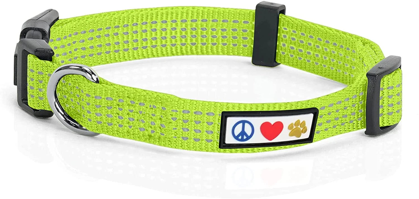 Reflective Dog Collar Adjustable for Extra Small Dogs - Green Collar
