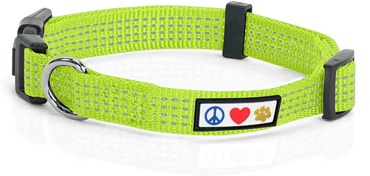Reflective Dog Collar Adjustable for Extra Small Dogs - Green Collar